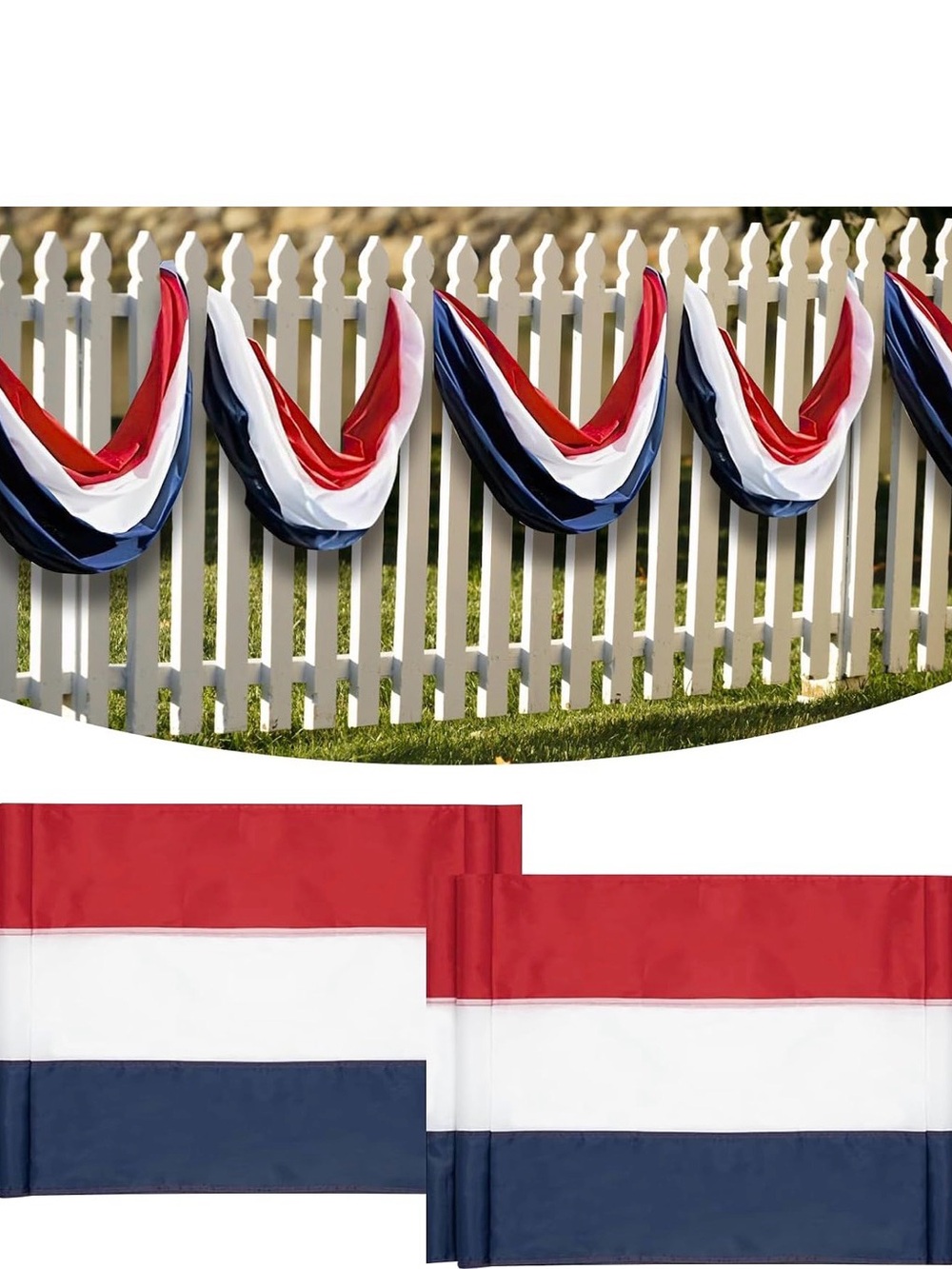 NWOT ONE -2ftx20ft American Bunting Flag Red,White & Blue Stripe Flag Decor